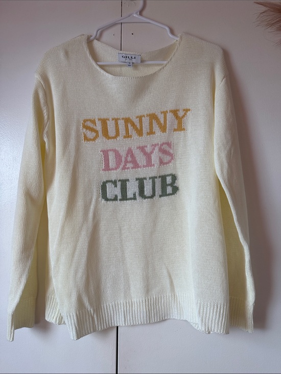 Gilli Sweaters - Gilli Cream Knit Sweater with Sunny Days Club Graphic